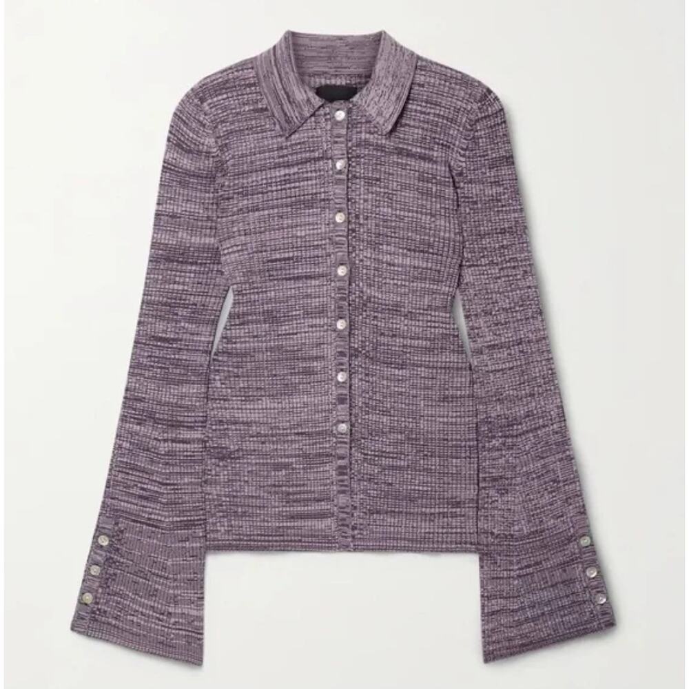 LE ORE Rimini Cardigan Sweater Chocolate Mink Marl Purple Sz S {3Q23}